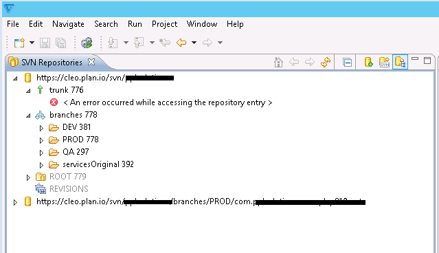 Cleo Clarify Studio SVN Error while accessing the Repository