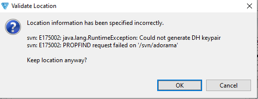 Cleo Clarify SVN Could not generate DH Keypair error screenshot